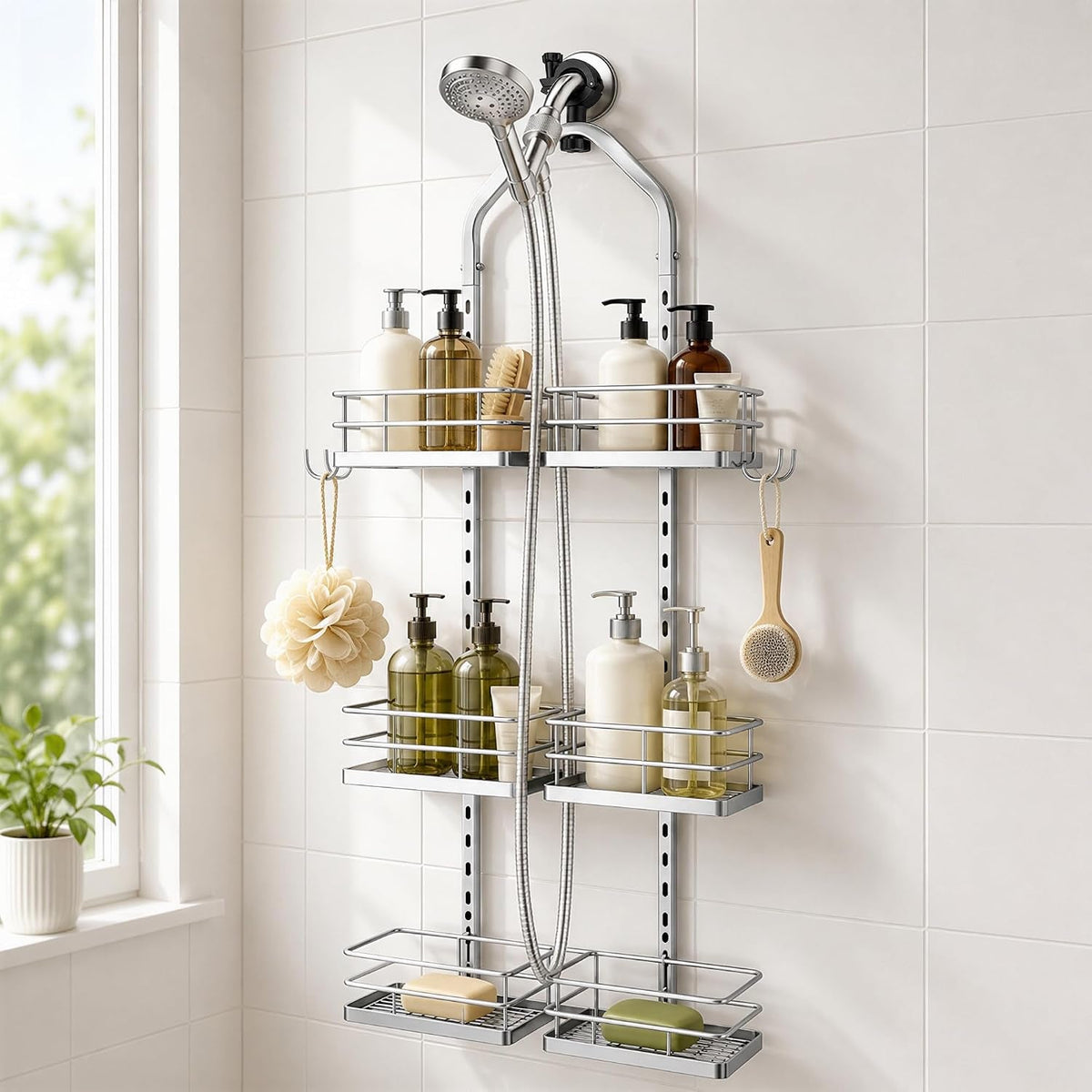 3-tier-hanging-shower-caddy-for-handheld-showerhead-silver