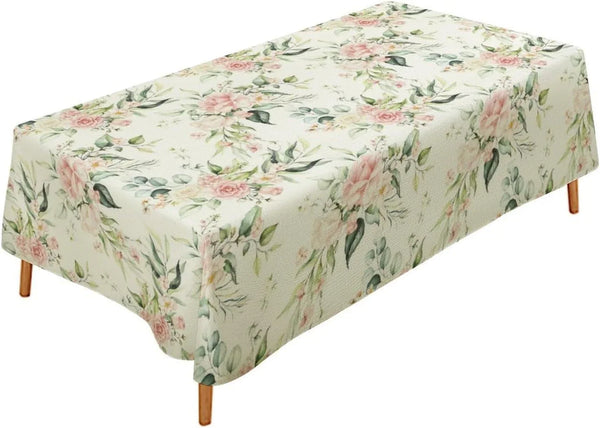 Vintage Floral Tablecloth, Spring Watercolor Vintage Elegant Pink Flower Boho Rectangular Waterproofing Clean Easy Tablecloth for Kitchen Restaurant Outdoor Picnic Party55X75In6
