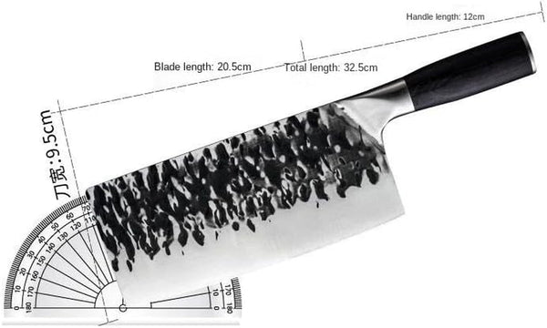 Meat Cleaver, Hammer Grain Forging Slicing Kitchen Knife Household Chopping Double Knife Chopping Bone Knives 5Cr15Mov2