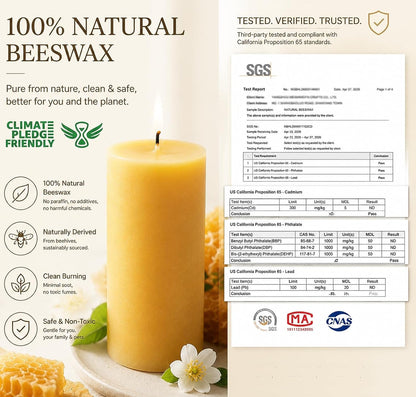 Beeswax Pillar Candles 2X4 Inch 2 Pack, Unscented Bee Wax3