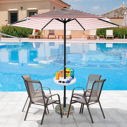 13" Portable Beach Umbrella Table Tray White | for Beach, Patio, Garden, Swimming Pool with Cup Drinks Holders, Snack Compartments Lightweight and Easy to Carry5