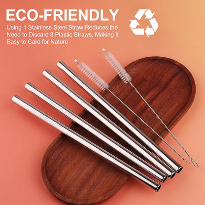 Metal Straw Replacement for Owala Freesip 24 Oz 32 Oz | Thickened Stainless Steel,18/8 Food Grade Material,Only for Owala Free Sip 24/32 Oz,4 Metal Straws and 2 Cleaning Brush5