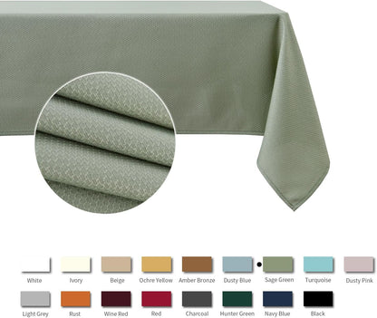 Rectangle Textured Tablecloth Waterproof Spillproof Wrinkle Free Table Cloth, Kitchen Dining Tabletop Decoration, Fabric Table Cover for Outdoor and Indoor Use, 52 X 70 Inch, Sage Green3