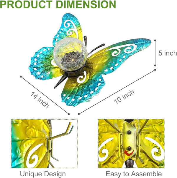 Solar Lights Outdoor Garden Metal Butterfly Decoration3