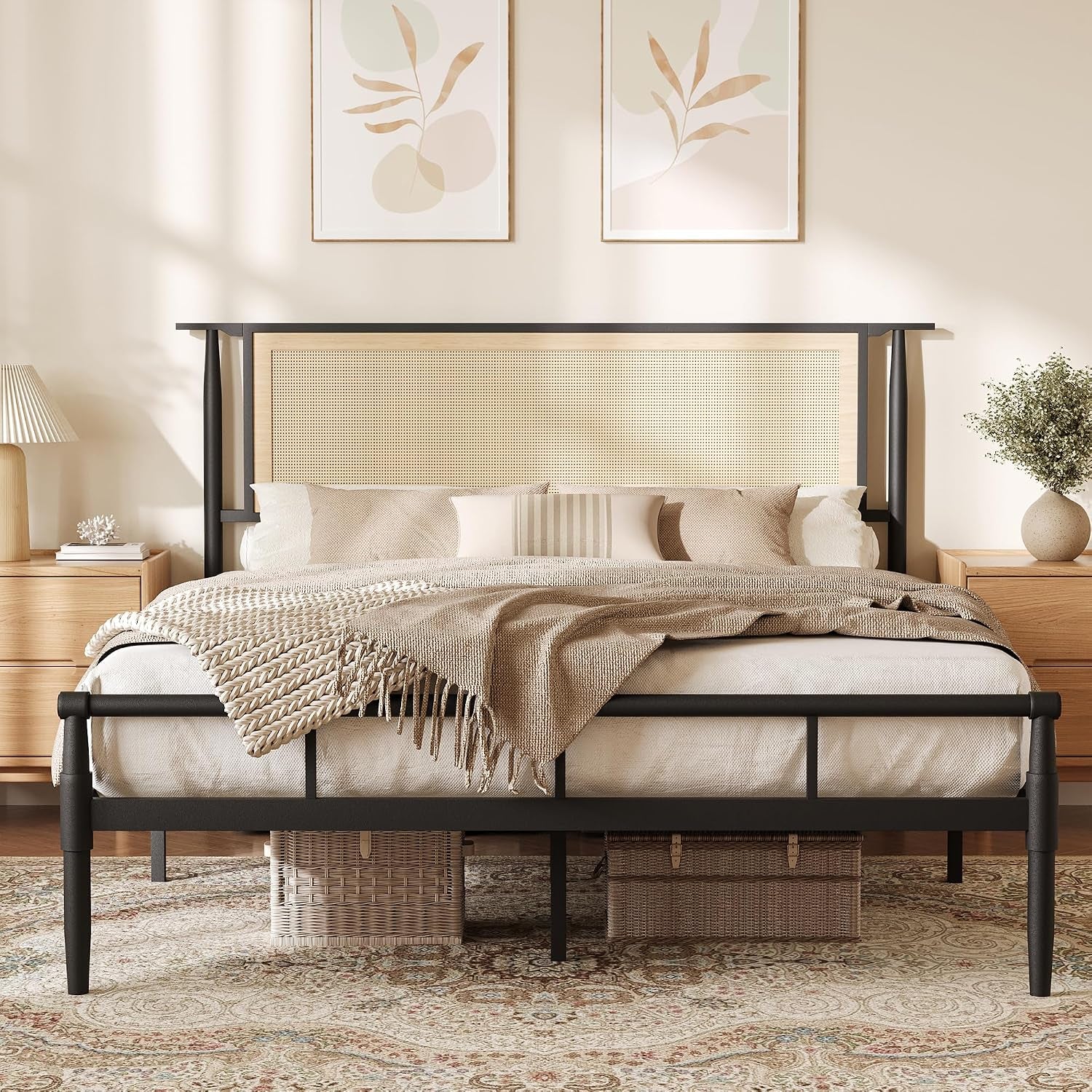 rattan-bed-frame-queen-with-headboard-black