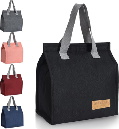 Lunch Bag for Women/Men,Waterproof Reusable Portable Lunch Tote,Lunch Box Bag.Thermal Cooler Bag Ideal for Work/Party/L/Travel/Picnic (Light Black)1