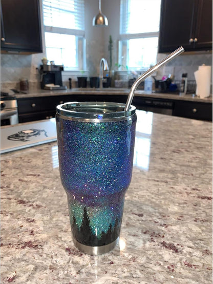 Set of 4 Reusable Metal Straws, 10.5'' Long Stainless Steel Straw with Cleaning Brushes and Case, Drinking for 30 Oz and 20 Oz Tumblers.6
