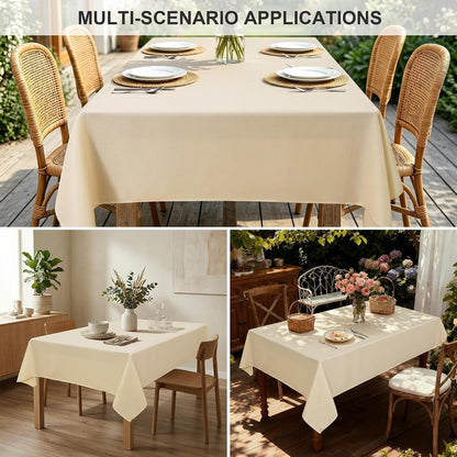 Faux Linen Rectangle Tablecloth - Spillproof Wrinkle Resistant Reusable Table Cloth Decorative Wipeable Table Cover for Holiday, Kitchen, Dining, Buffet and Parties, 60 X 102 Inch, Champagne7