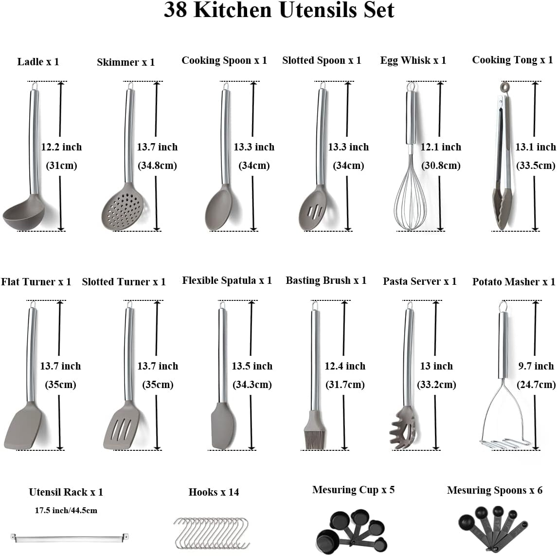 38-piece-silicone-kitchen-cooking-utensils-set-with-utensil-rack-silicone-head-and-stainless-steel-handle-cookware-kitchen-tools-for-utensil-sets-non-stick-kitchen-gadgets-dishwasher-safesilver