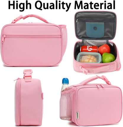 Insulated Lunch Box for School, Thermal Reusable Durable Freezable Lunch Bags for Kids Boys Girls Men Women - Small Soft Cooler Portable Lunch Tote Kit for Work Picnic Travel,Pink5