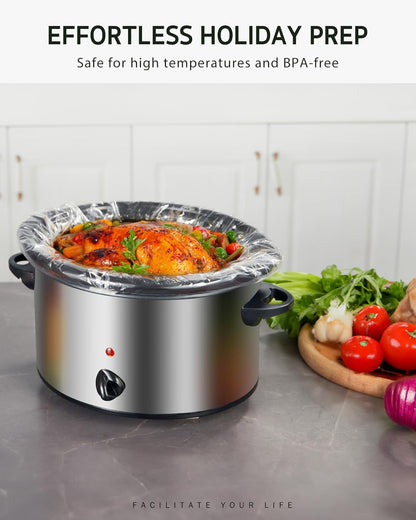 30 Slow Cooker Liners, Extra Large 14"X 22" Fit 6QT to 10QT Pots | BPA Free, Heat-Resistant up to 400°F, Durable Nylon Blend, High Tenacity, 100% Leak-Proof, Disposable Liners, Easy Cleanup6