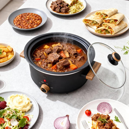 3-Quart Small Electric Slow Cooker, 3 Heat Settings, Manual Dial | Lightweight Aluminum Inner Pot, Easier to Lift than Ceramic Pots, Dishwasher-Safe Pot & Glass Lid, Ideal for 1-2 People7