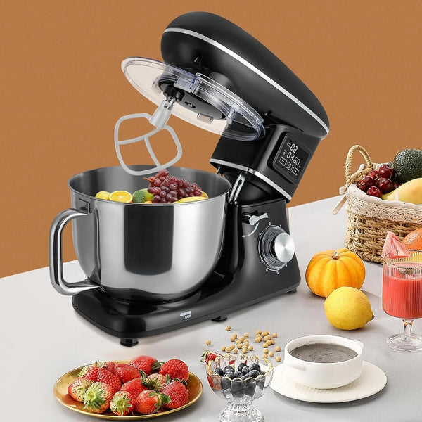 Stand Mixer, 1350W 6.5QT Electric Tilt-Head Kitchen Mixer for Bread Cake Baking Household with Mixing Bowl, Whisk, Dough Hook and Beater, 6 Speed (Black)4