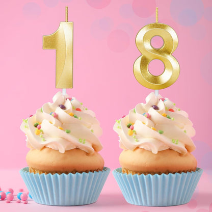 18Th Birthday Decorations, Gold Number 18 Candles for Cake5