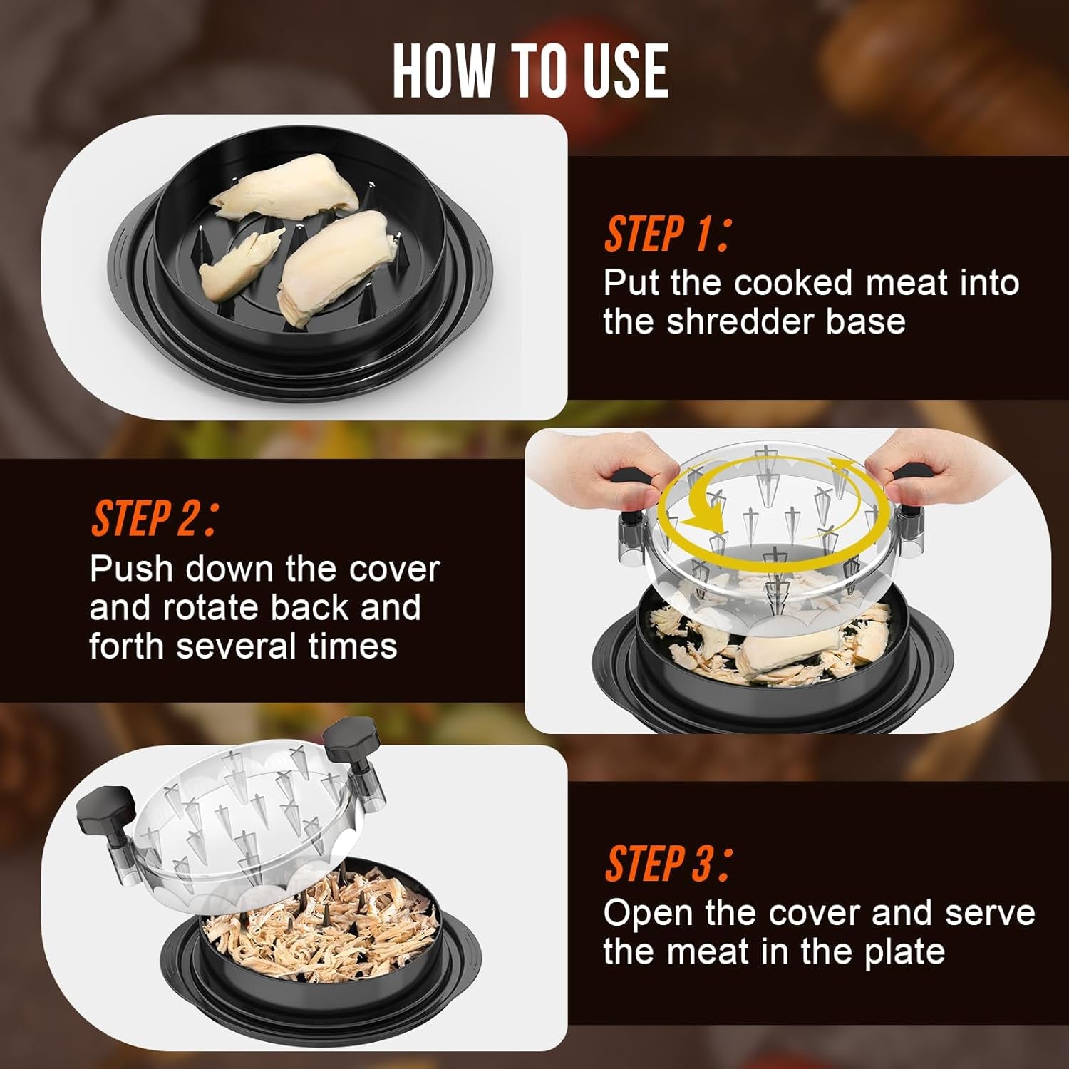 chicken-shredder-8-inches-chicken-shredder-tool-twist-for-pork-beef-chicken-meat-shredder-clear-lid-ergonomic-handle-strong-anti-slip-bpa-free-easy-to-clean-dishwasher-safe-black