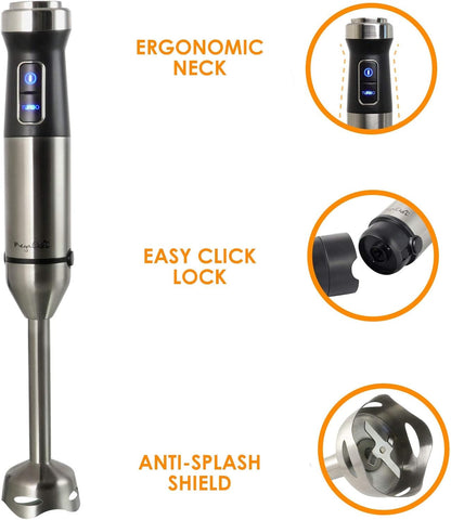 Megachef MC-158C 4 in 1 Multipurpose Immersion Hand Blender with Speed Control and Accessories, 4In1, Silver3