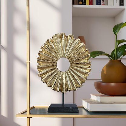 Modern Abstract round Decorative Sculpture, Dining Living Room Desk Decor,Geometric Home Decor Statues,Shelf Top Decor Aesthetics, Coffee Tables or Office Shelves（Golden）4