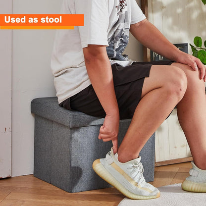 Storage Ottoman Footrest Stool Small Ottoman with Storage Foldable Ottomans Foot Rest Footstool Bench for Living Room 17X13X13Inches Grey4