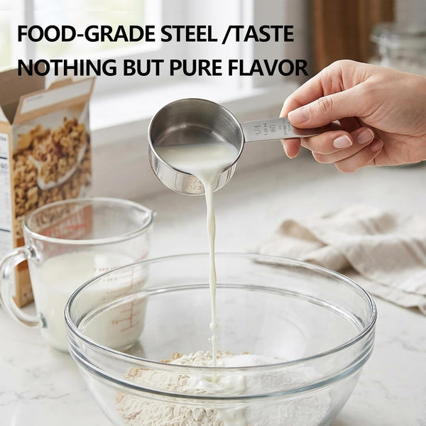 1/4 Cup Scoop, Stainless Steel Measuring Cup Set of 2, Quarter Cup Metal Measuring Scoops for Dog Cat Pet Food, Coffee, Baking8