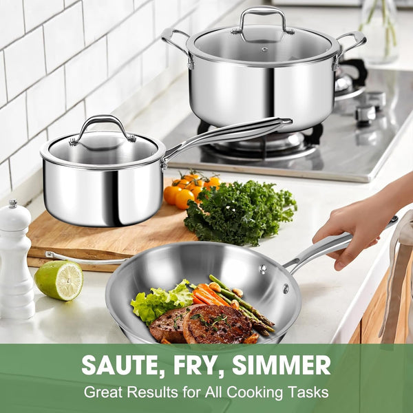 3 Ply Stainless Steel 11-Piece Cookware Set with Lids, Pots and Pans Kitchen Set, Non-Toxic, Induction, Oven, Dishwasher Safe, Professional Chef Quality4