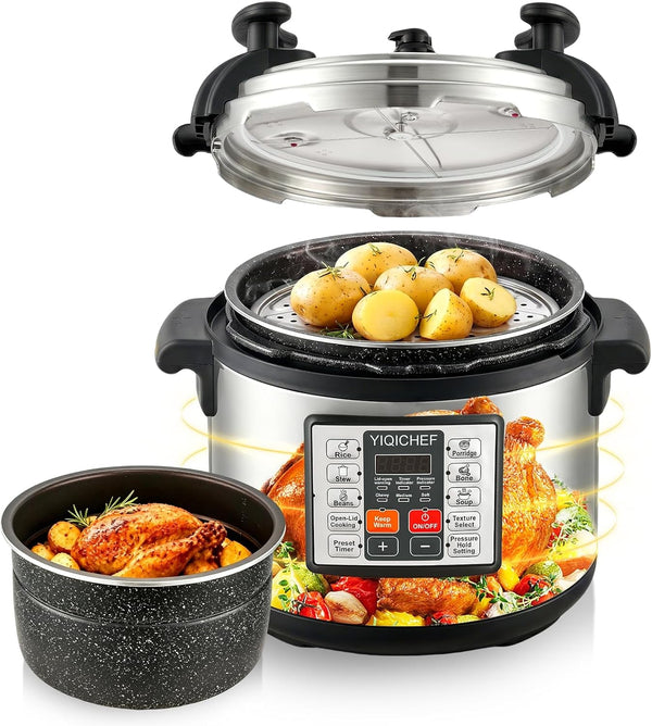 15.8 Qt Commercial Large Electric Pressure Cooker, 10-In-1 Multi-Function Pressure Pot with Steaming Rack & Non-Stick Inner Pot, 24 Hours Preset, Slow Cooker, Steam/Rice Cooker& Auto Keep Warm1