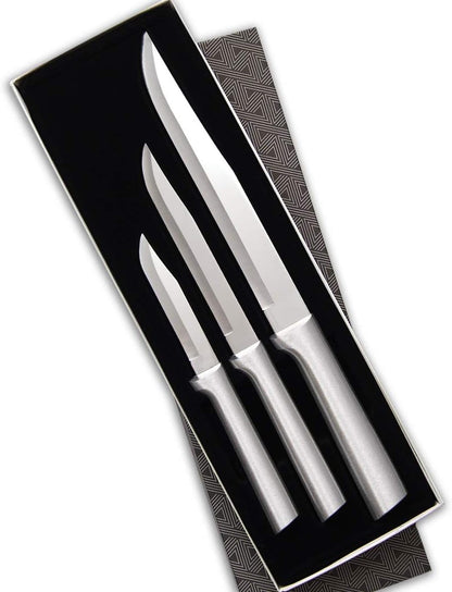 Cutlery Housewarming Gift Set (S02) with Sharpener, Silver | 3-Piece Knife Set with Quick Edge Sharpener (R119), Stainless Steel Blades, Cast Aluminum Handle4