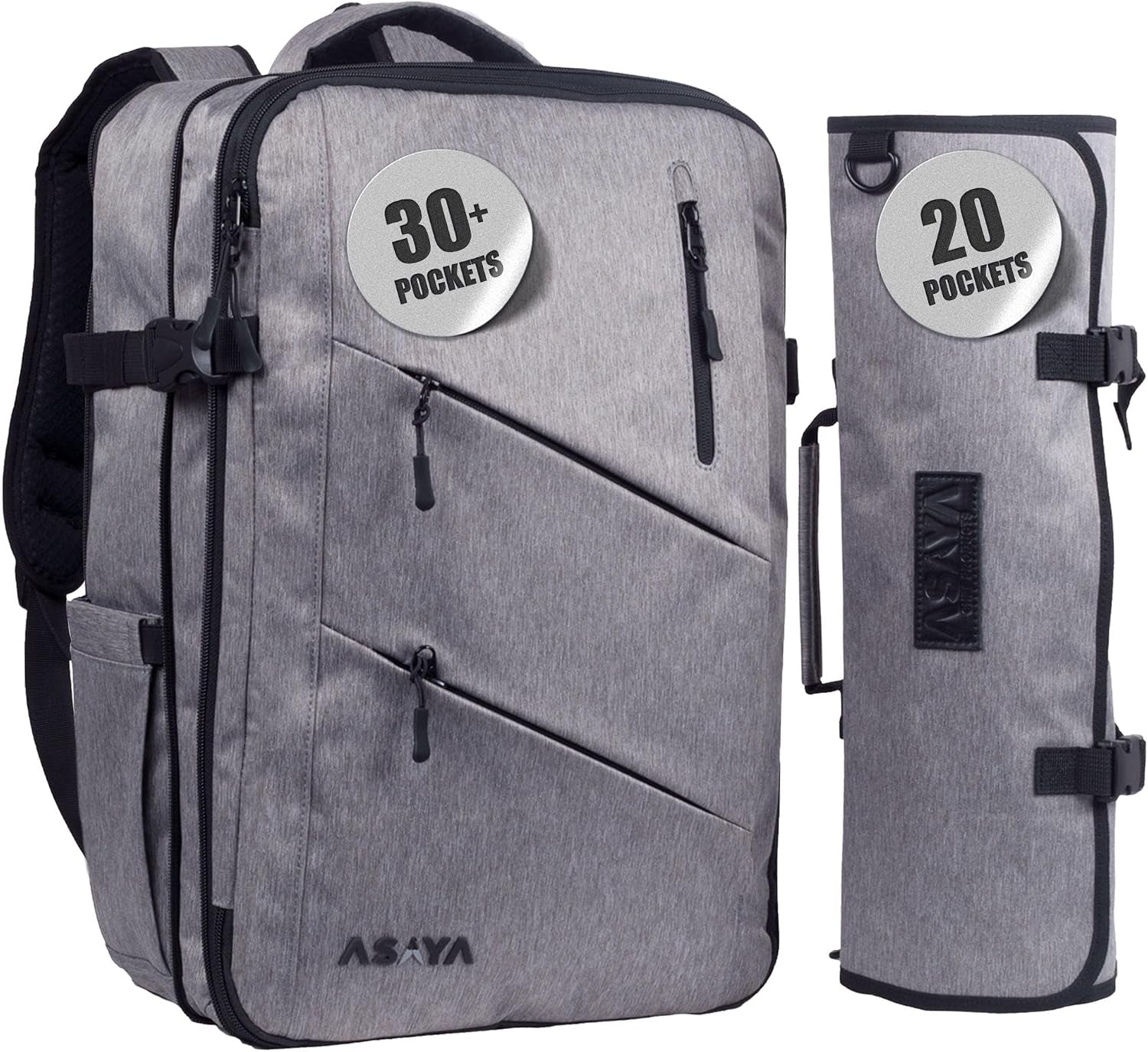 chef-knife-backpack-with-20-pocket-knife-roll-bag-over-30-storage-pockets-chef-bag-professional-backpack-for-chefs-and-culinary-students-knives-not-included-grey