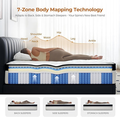 Queen Mattress 12 Inch Hybrid Mattress in a Box, Medium Firm Memory Foam and Pocket Springs Mattress, Pressure Relie with Motion Isolating, Certipur-Us Certified, Fiberglass Free5