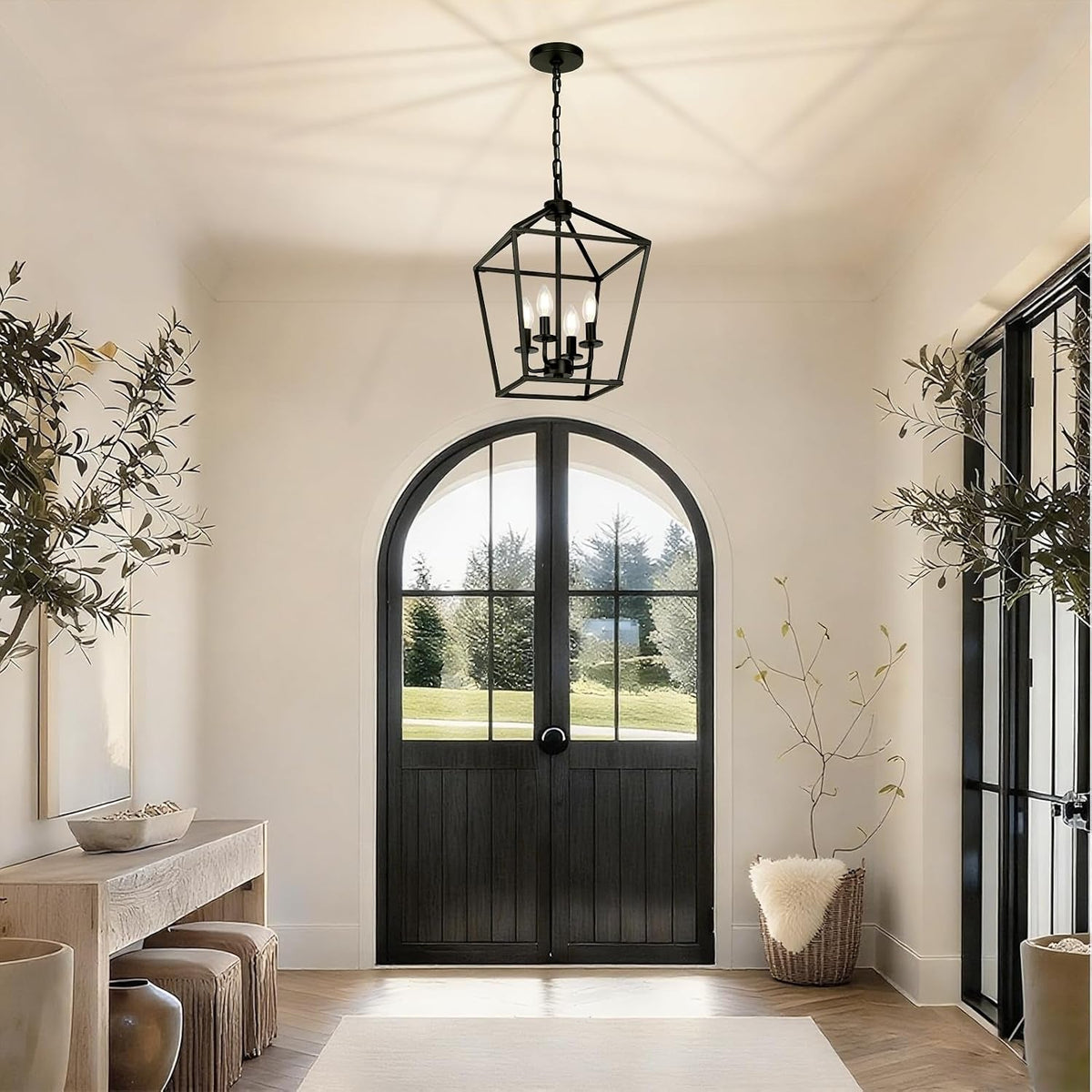 4-light-chandelier-industrial-ceiling-light-black-lantern-light-fixtures-with-farmhouse-metal-cage-adjustable-height-rustic-geometric-hanging-light-e12-base-for-kitchen-island-entryway-indoor
