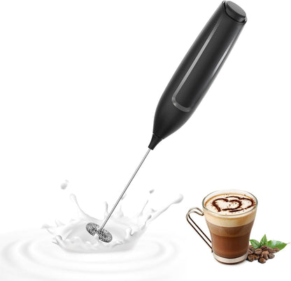 Milk Frother Handheld Battery, Electric Foam Maker Frother Wand, Drink Mixer with Stainless Steel Whisk for Coffee, Matcha, Lattes, Cappuccino Black1