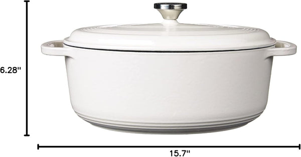 Enameled Cast Iron Oval Dutch Oven with Lid, 7 Quart, Oyster White | Family Size Cooking Pot with Dual Handles for Sourdough Bread Baking & Everyday Cooking, Enameled Cast Iron8