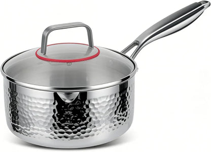 Titanium Saucepan, Non-Stick Pan Pot with Lid, Titanium Pans for Cooking, Fast & Even Heating, Dual-Pour Spouts Design, Compatible with All Cooktops,With Lid,7.08In1