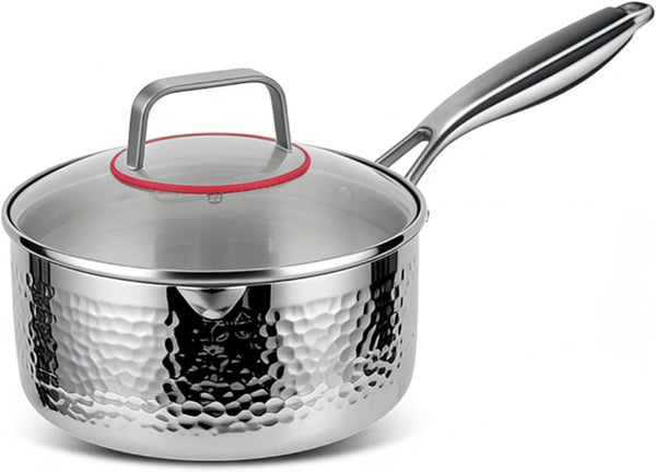Titanium Saucepan, Non-Stick Pan Pot with Lid, Titanium Pans for Cooking, Fast & Even Heating, Dual-Pour Spouts Design, Compatible with All Cooktops,With Lid,7.08In1