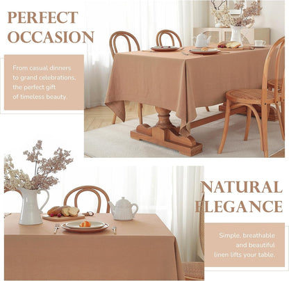 100% Pure French Linen Tablecloth(Beige, Square-55X55 Inch)6