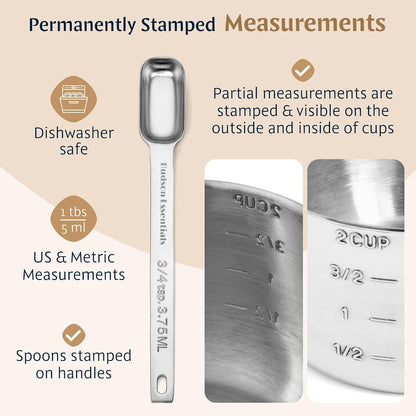 Stainless Steel Measuring Cups and Spoons Set (15 Piece Set)3