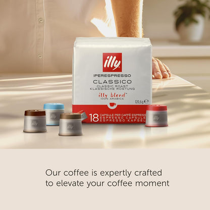 Illy Coffee Iperespresso Capsules, Classico Medium Roast Coffee Pods, 100% Arabica, Premium Italian Blend, 18 Count, 1 Pack | 100% Arabica, Premium Italian Coffee, Coffee Pods3