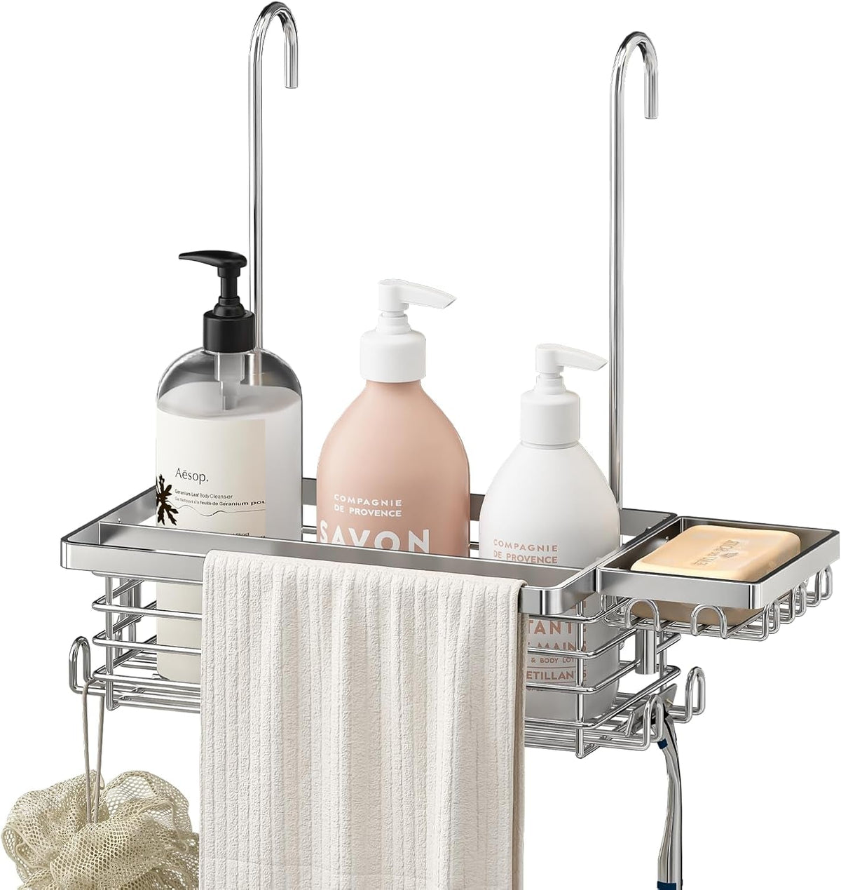 hanging-shower-caddy-304-stainless-steel-shower-organizer-with-towel-bar-hooks-over-shower-rod-towel-bar-or-glass-panel-storage-basket-with-soap-holder-rustproof-bathroom-caddy-1-pack