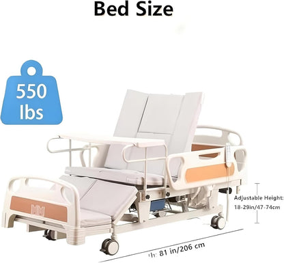 Full Electric Adjustable Hospital Bed with Built in Toilet & Lateral Tilting, Power Lift Clinical Nursing Bed for Elderly Seniors Bariatric,No Electric Lift7