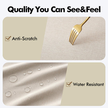 Beige 60 Inch round Linen Tablecloth with Decorative Cutouts | Waterproof Stain Resistant & Shrink-Proof Table Cloth, Farmhouse Style, for Dining Wedding Kitchen Party Outdoor5