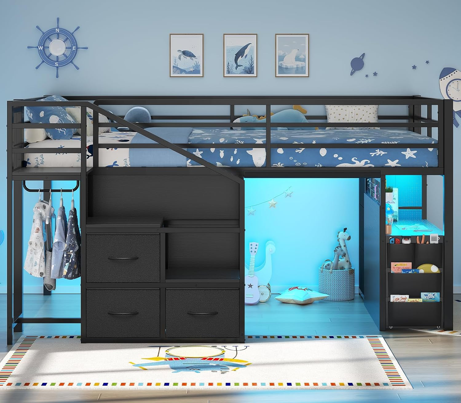 low-loft-bed-twin-with-stairs-desk-6-storage-drawers-black