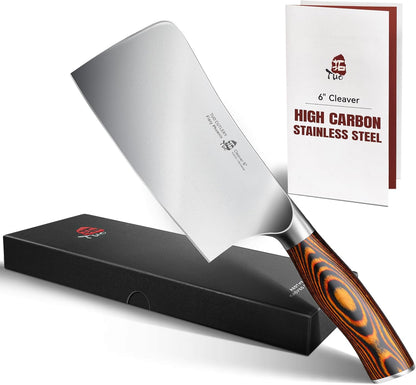 Meat Cleaver Knife, 6 Inch Sharp Multi-Purpose Chopper for Meat Vegetable Cutting, German High Carbon Steel Butcher Knife with Pakkawood Handle1
