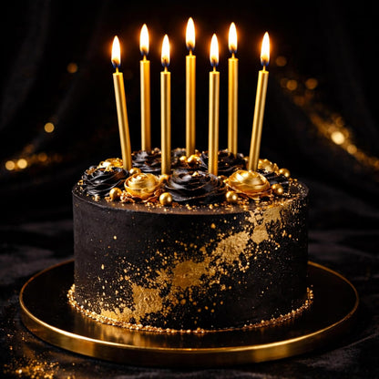 Gold Birthday Candles with Holders, 24 Pack – Long Thin Metallic Cake Candles for Birthday, Cupcakes & Party Decorations3