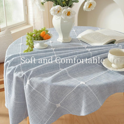 60 Inch round Tablecloth Blue Linen round Table Cloth 60 Inch5