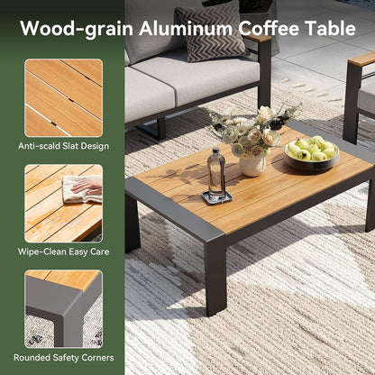 Aluminum Patio Furniture Set with Swivel Chairs & Fire Pit Table7
