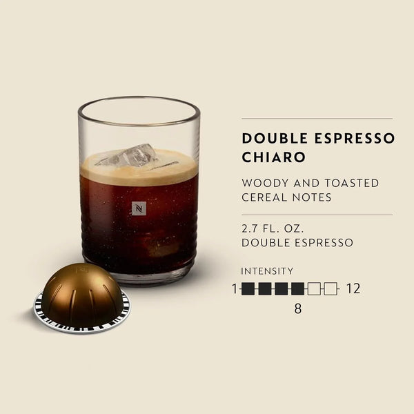Nespresso Vertuo, Double Espresso Chiaro, 30-Count Espresso Coffee Pods | Capsules Medium Roast Pack of 1 Brews 2.7Oz3