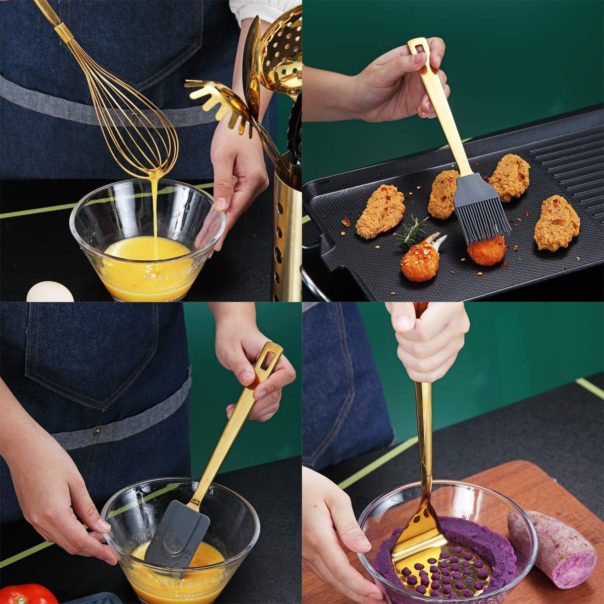 gold-cooking-utensils-set-stainless-steel-13-pieces-kitchen-utensils-set-with-titanium-gold-plating-kitchen-tools-set-with-utensil-holder-dishwasher-safe-easy-to-clean