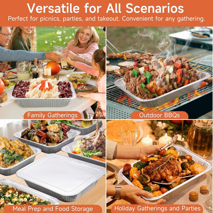 30 Pack 9X13 Aluminum Pans, Disposable Half Size Foil Pans | Heavy Duty Aluminum Foil Pans for Baking,Roasting, Meal Prep, Food Storage, Parties, Catering - Oven, Freezer & Grill Safe6