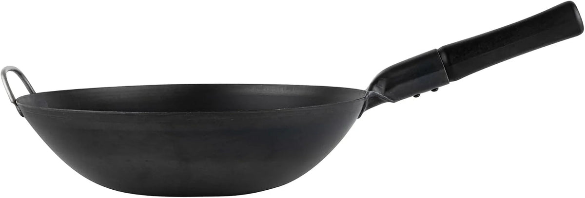 carbon-steel-wok-1-pack-of-13-3-inch-heavy-duty-uniform-heat-distribution-pan-induction-compatible-flat-bottom-wok-welded-handle-black-for-gas-stovetops-and-grills