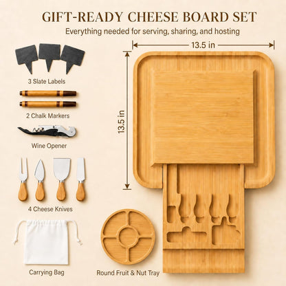 Charcuterie Boards Gift Set, Bamboo Cheese Board with Serving Accessories | House Warming Gifts New Home, Birthday Gifts for Women, Gifts for Men and Mom, Wedding, Bridal Shower, Anniversary Present3