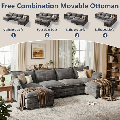 U Shaped Modular Sectional Couch, Comfy Sofa for Living Room3